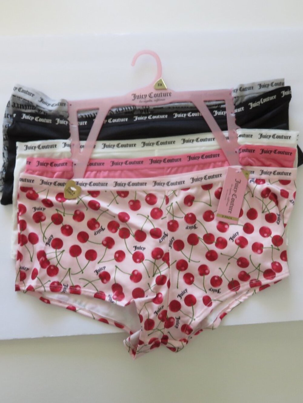 (#138) Juicy Couture Intimates 5 Pack Cute & Curvy Cheeky Boyshort Panties Sz 3X